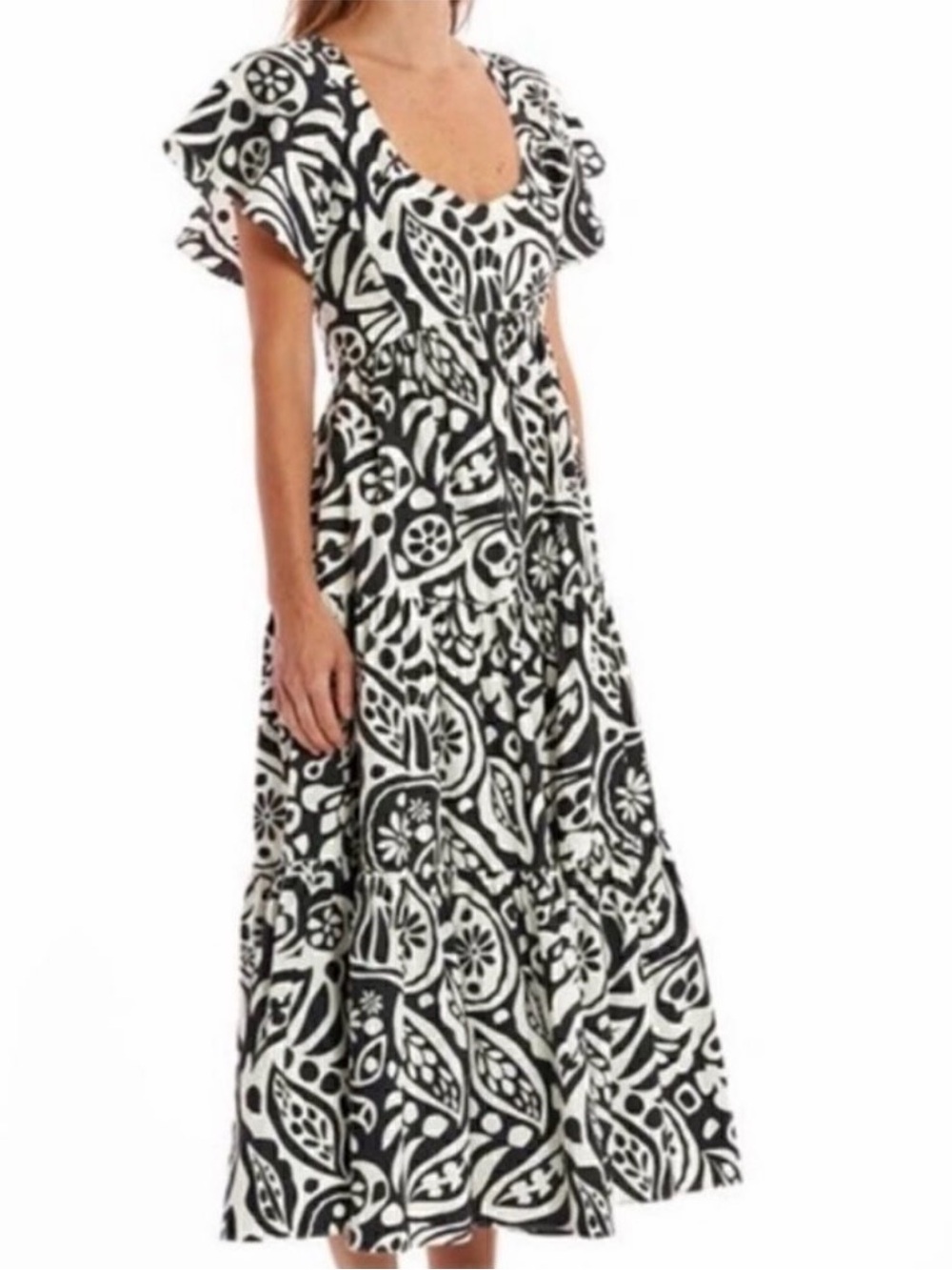 La Ligne Tanya Floral Cotton Poplin Midi Dress Medium
